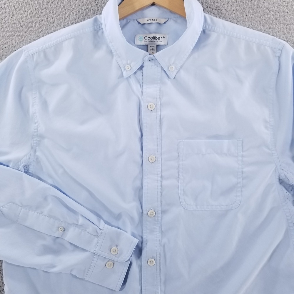 Coolibar Shirt *FLAWS* Mens Medium Blue UPF 50+ Protection Lightweight